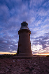 オーストラリア　西オーストラリア州のエクスマウス近郊のヴラミンヘッド灯台と夕焼け空　Vlamingh Head Lighthouse