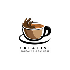 Beans And Coffee Cup Logo Template vector icon design