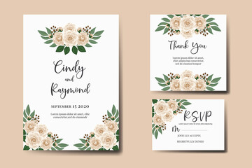 Wedding invitation frame set, floral watercolor Digital hand drawn Camellia Flower design Invitation Card Template