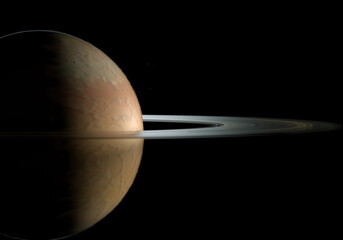Saturn halo rings dark sunlight in space Mimas Titan meteorite
