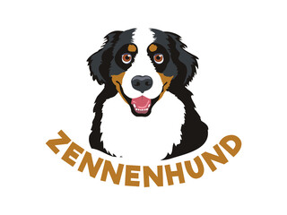 Bernese Sennenhund dog mascot on white. vector - obrazy, fototapety, plakaty