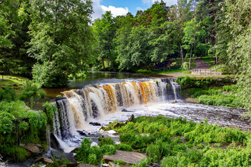 View of the Keila Waterfall Estonia. Located on Keila river in Harju county, Keila rural municipality.