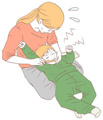 歯みがきを嫌がる子ども（シンプルカラー）