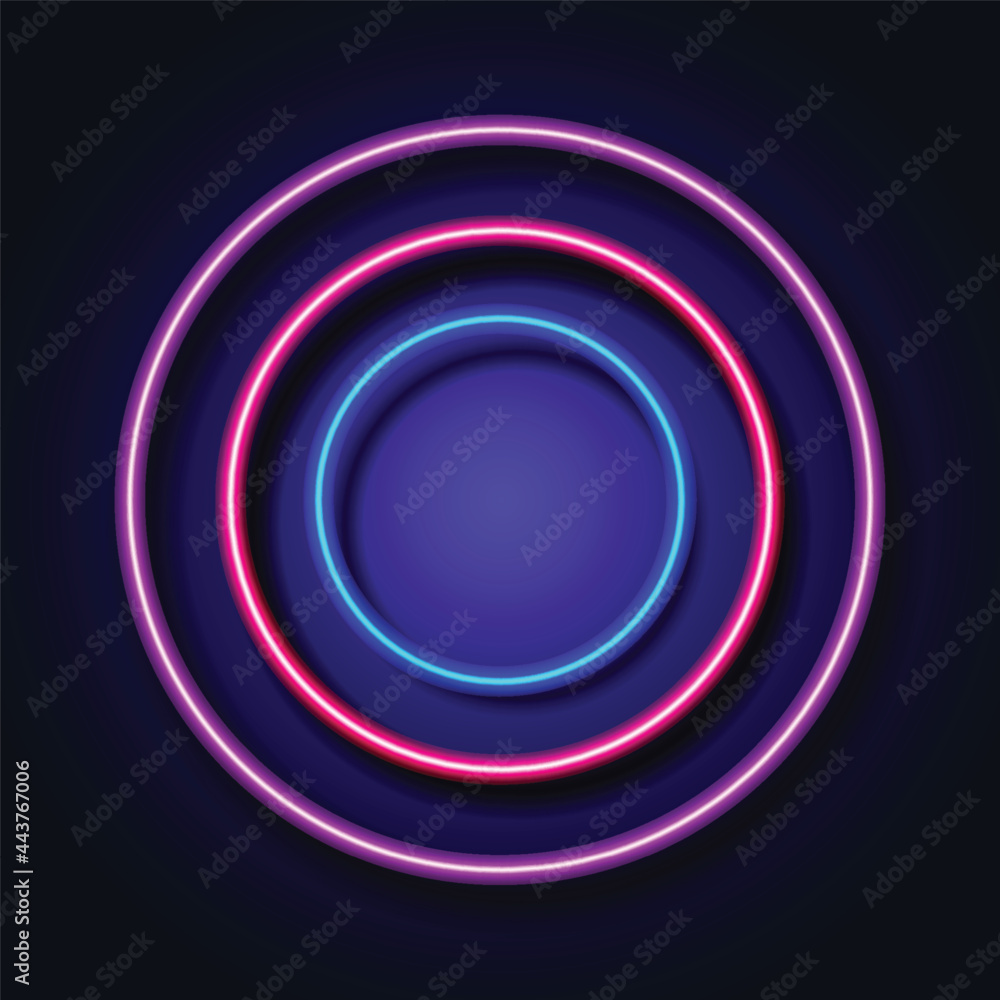 Poster abstract background with neon light circle frame on background. vector illustration
