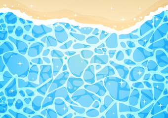 砂浜のある海のキラキラした水面の背景イラスト素材