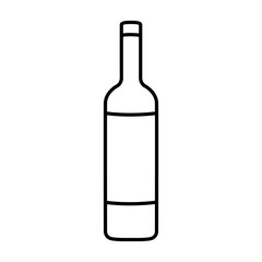 Wine bottle line icon. Shape of traditional glass bottle of still wine with label. Vector Illustration