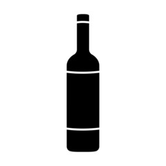 Wine bottle icon. Shape of traditional glass bottle of still wine with label. Vector Illustration