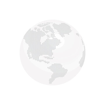 白いクリスタル地球儀、簡略イラスト。デジタルイメージ（アメリカ大陸中央）