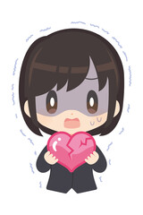 壊れそうなハートを持ったビジネスパーソンのイラスト