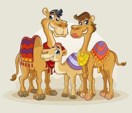 Camel Family cute Cartoon Design