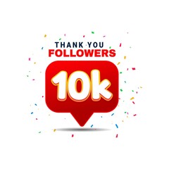 Fototapeta na wymiar 10000 followers vector. Greeting social card thank you, followers. Congratulations 10k follower design template