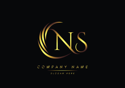 alphabet letters NS monogram logo, gold color elegant classical