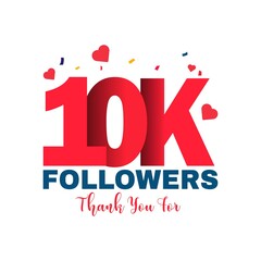 10K Followers, speech bubble. Banner, speech bubble, sticker concept, Memphis geometric style with text 10K followers. Explosion design banner for social network, web, Vector Illustration