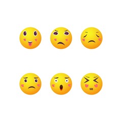 Modern Flat Design Vector Facebook Emoji Set with Different Reactions for Social Network Isolated on White Background