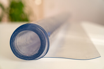 Transparent thick PVC film to protect the table or countertop.