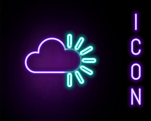 Glowing neon line Cloudy icon isolated on black background. Colorful outline concept. Vector