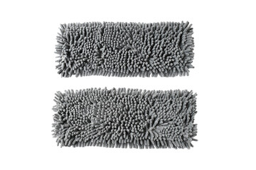 Top view gray refill rectangle mop microfiber show backside and front side on white background isolated and clipping path. Material use cleaning home.