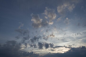 a group of clouds in the evening sky, Bavaria, Germany