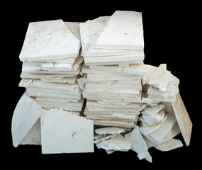 A large pile of foam sheets for floor insulation isolated