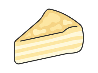 カットされたミルクレープのイラスト