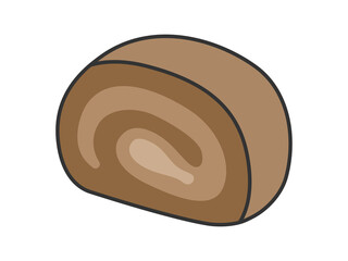 カットされたチョコレートロールケーキのイラスト