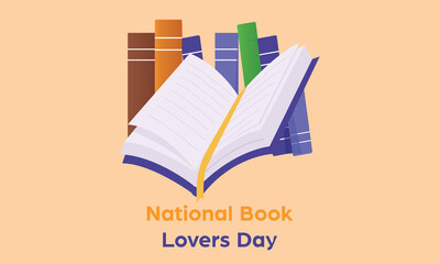 National Book Lovers Day Template Design. Template for background, banner, card, poster. Vector Illustration. Holiday concept.