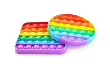 Rainbow pop it fidget toys isolated on white