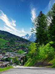 Fototapeta na wymiar view of La Clusaz, french Alps village