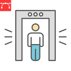 Metal detector color line icon, security and airport, security control vector icon, vector graphics, editable stroke filled outline sign, eps 10.