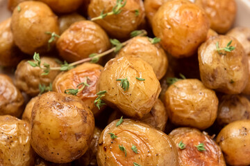 Tasty baked potato as background