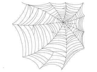 Beautiful spider web. Halloween decor. Decoration for the holiday. Vector illustration isolated on background.