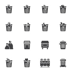 Waste sorting vector icons set