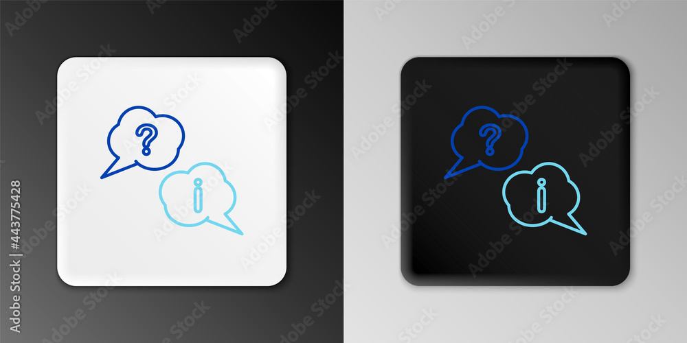Poster line speech bubbles with question and exclamation icon isolated on grey background. faq sign. copy f