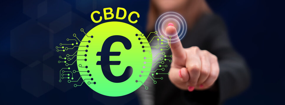 Woman touching a cbdc concept