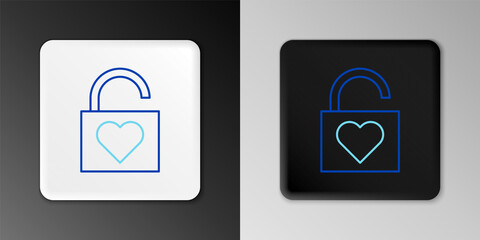 Line Lock and heart icon isolated on grey background. Locked Heart. Love symbol and keyhole sign. Valentines day symbol. Colorful outline concept. Vector