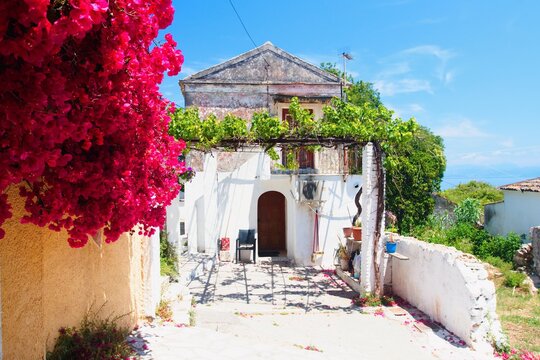 Old traditional house in the town of Moraitika on the island of Corfu.