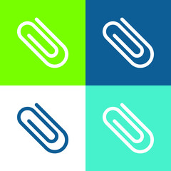 Attach Paperclip Diagonal Symbol Flat four color minimal icon set