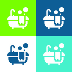 Bathtub Flat four color minimal icon set