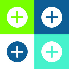 Obraz premium Add Flat four color minimal icon set