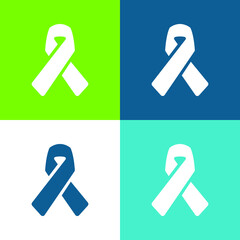 Awareness Ribbon Flat four color minimal icon set