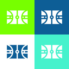 Basketball Court Flat four color minimal icon set