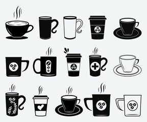 Coffee and tea cup Printable Vector Illustration. coffee and tea cup vector, coffee and tea cup Clipart, coffee cup Symbol, icon, Logo
