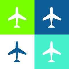 Airplane Flat four color minimal icon set