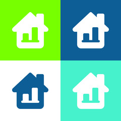 Bar Graph Flat four color minimal icon set