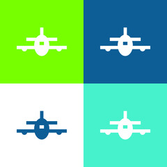 Airplane Flat four color minimal icon set