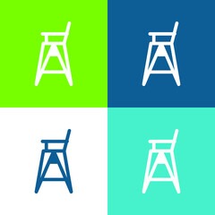 Baby Chair Flat four color minimal icon set