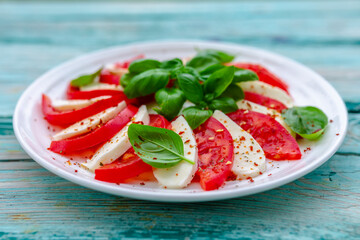 Delicious traditional Italian caprese salad.