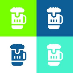 Beer Mug Flat four color minimal icon set