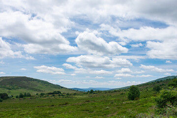 Fototapeta premium high mountain meadow with a sky full of clouds