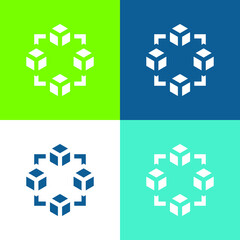 Blockchain Flat four color minimal icon set